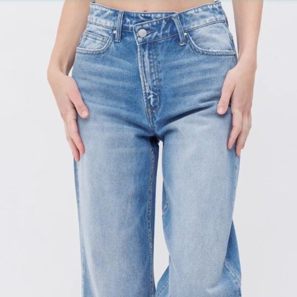 Mica Denim - MICA- High Rise Wide Leg Jeans with Criss Cross Waistband